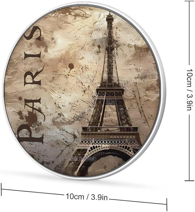 Paris Eiffel Tower Wireless Charger Portable 10W Fast Wireless Charging Pad Compatible with Phone Ultra-Thin Charging Station Lightweight Charger Mat for Travel Home Office Desk