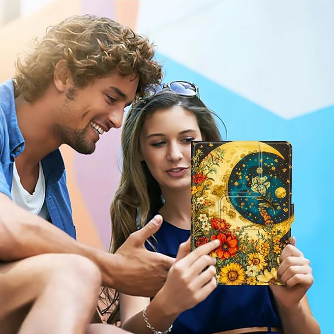 for Walmart Onn 10.1 2024 Onn 10.1 Gen 4 Universal Tablet Case 360 Degree Rotating Kickstand Protective Stand Case with Multiple Viewing PU Leather Shell Case Black Book Cat
