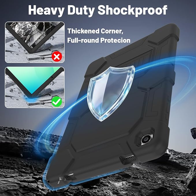 Case for Samsung Galaxy Tab A11+/A11 Plus 11” 2026 Samsung Galaxy Tab A9+/A9 Plus 11” 2024 Model Heavy Duty Shockproof Hard High Impact Protective Case Black
