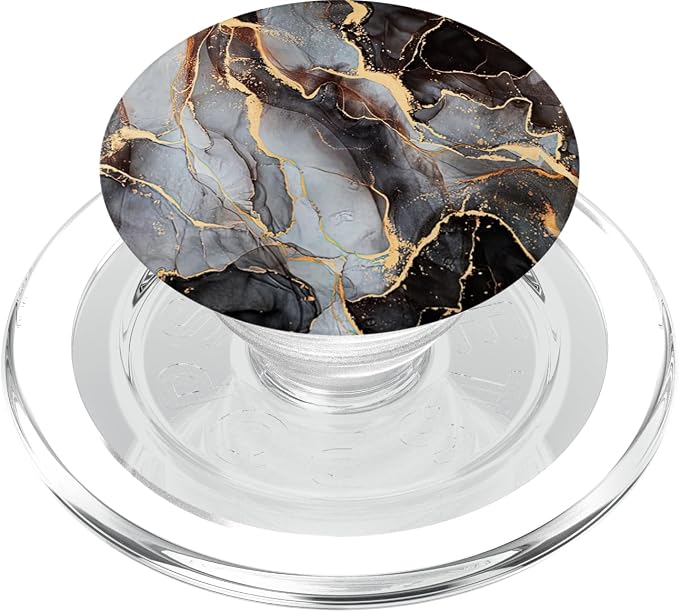 Black and White Faux Marble with Gold Accent Color PopSockets Adhesive PopGrip