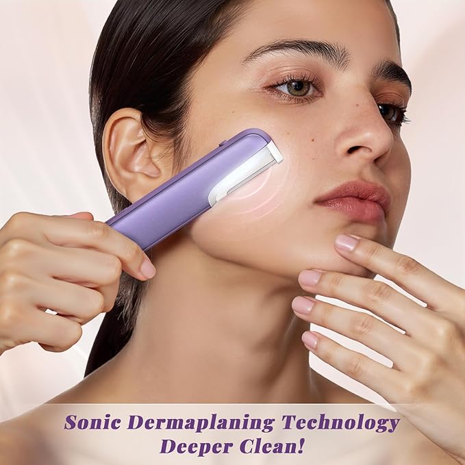 Galtxen Dermaplaning Tool for Women - Facial Exfoliation & Peach Fuzz Hair Removal with Rechargeable Sonic Edge Technology, 10 Refill Blades