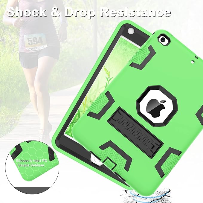 CCMAO iPad mini 5 Case 2019 iPad mini 4 Case 2015 Heavy Duty Shockproof Hybrid Protective Cover for iPad mini 5th/4th Generation 7.9 inch Purple+Green