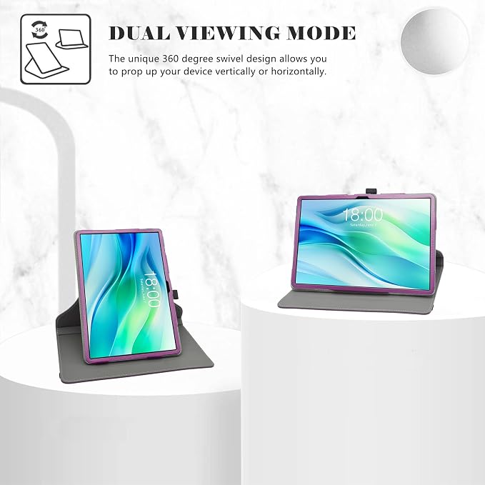 LiuShan for TECLAST P50 CaseDOOGEE U11 Case，U11 PRO Case，360 Degree Rotation Stand PU Cover for 11 TECLAST P50 2024/TECLAST P50S/DOOGEE U11/U11 PRO Tablet(Not Fit TECLAST P50 2025)Black