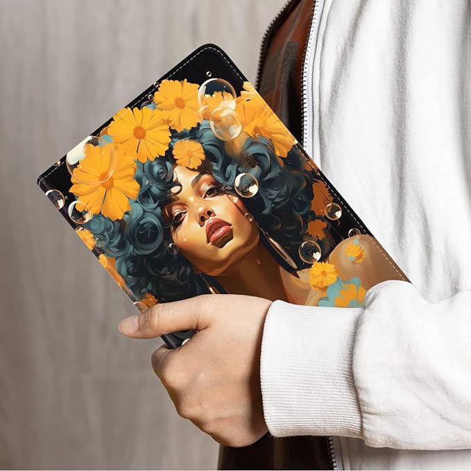 Case for Samsung Galaxy Tab S10 Lite/ S10 FE/ S9 FE 5G 10.9 Inch/ S9 11 Inch - Slim PU Leather Folding Stand Folio Cover with Auto Sleep/Wake - African American Girl