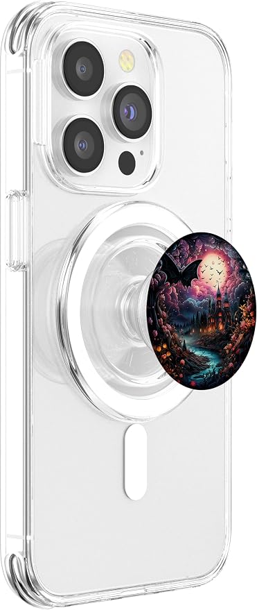 Gothic bat Spooky Bats in Front of Moon at Night and Castle PopSockets Adhesive PopGrip