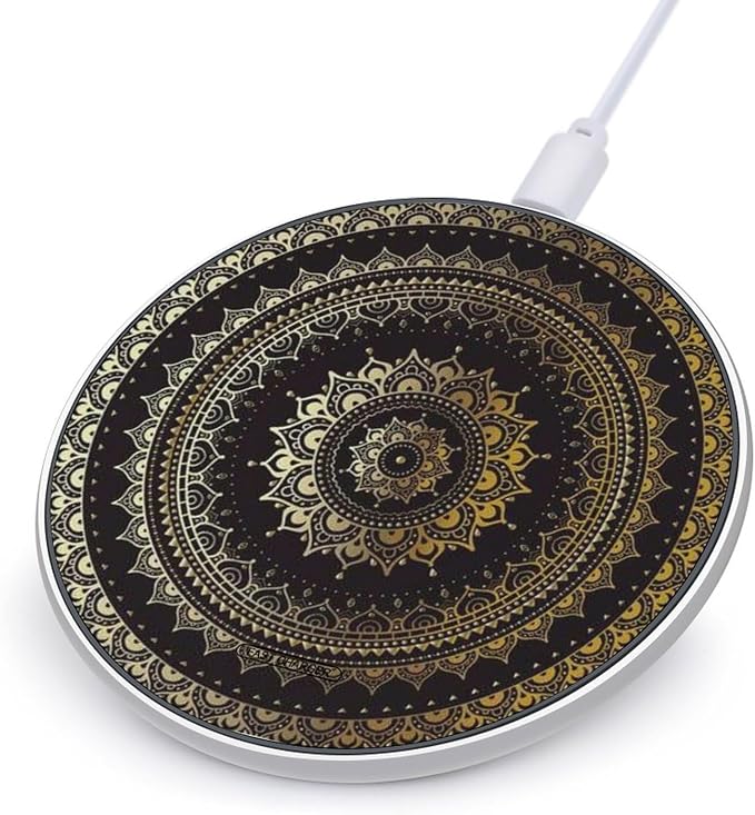 Mandala Wireless Charger Portable Fast Charging Pad Lightweight Wireless Charging Pad 10W Slim Charging Station for Phone Charger Mat for Travel Home Office Desk