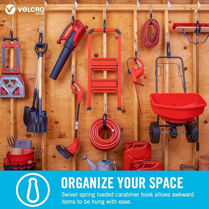 VELCRO Brand Easy Hang Strap | Heavy Duty Outdoor Storage Extension Cords, Cables, Tools, Bikes | Organization for Garden, Shed, RV |, Medium - up to 200 lbs, Black, 1 Count (Pack of 1)
