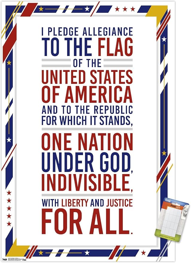 Trends International The United States Of America - Pledge Of Allegiance Wall Poster, 22.375" x 34", Premium Poster & Mount Bundle
