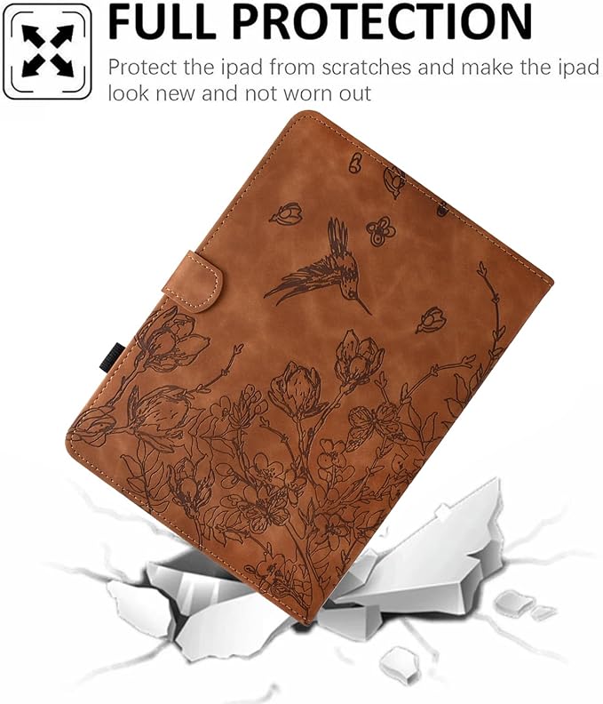 Kindle Fire Max 11 Case 13th Generation 2023 Release Fire Max 11 Tablet Case Embossed Suede Leather Folio Stand Cover with Auto Wake/Sleep &amp Card Slot &amp Pen Holder Brown Bird Flower Embossi