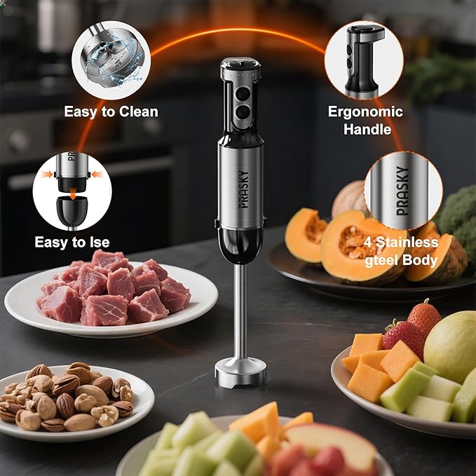 Immersion Blender Handheld 1200W, 20-speeds, 5-in-1 Handheld Mixer