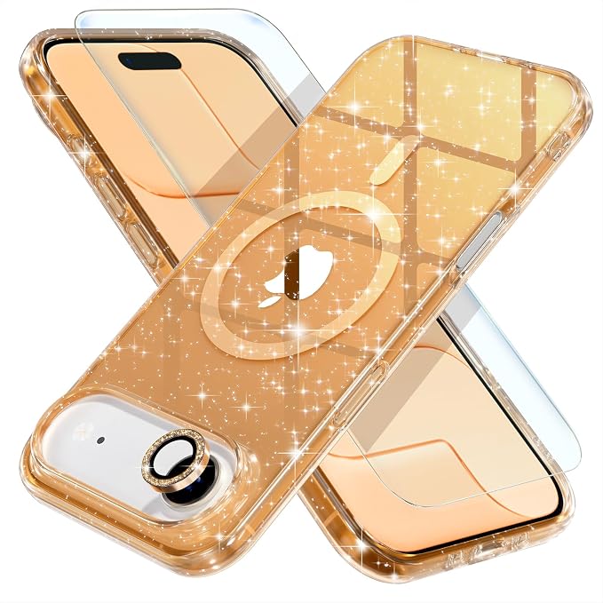 Choiche for iPhone 15 Pro Max Case Compatible with MagSafe Glitter Black | Women Girly Cute Glitter Sparkly Magnetic Phone Case with Diamond Camera Lens Protectors Military-Grade Drop Protection 6.7