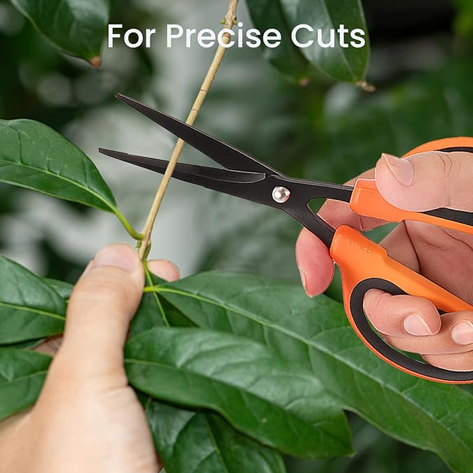 GROWNEER 3 Packs Trimming Scissors Teflon Coated Non Stick Blades Pruning Shears Gardening Hand Pruning Snips with Straight Stainless Steel Precision Blade
