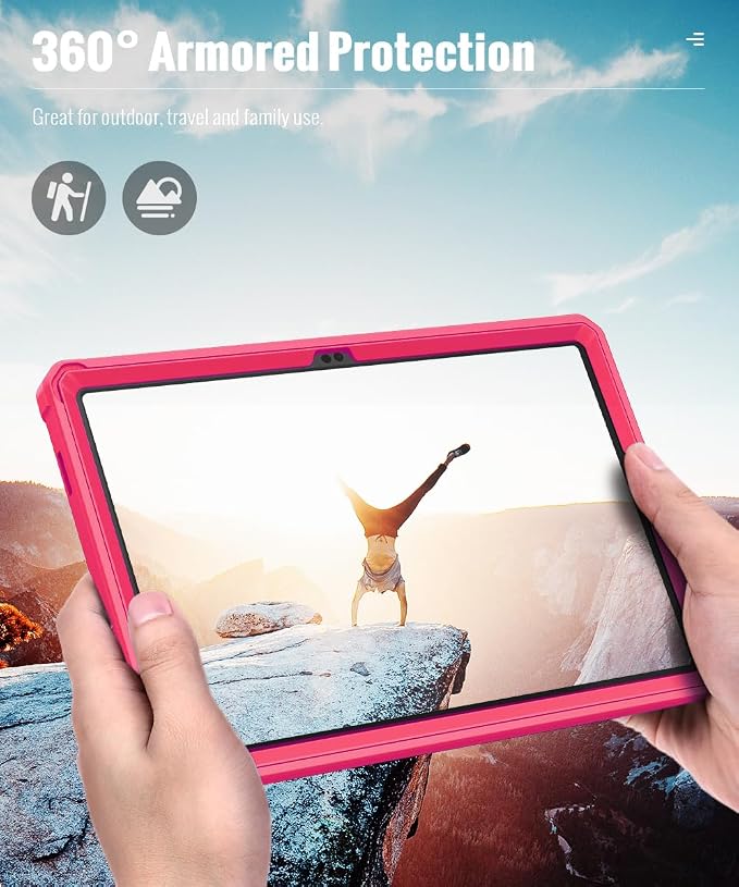 MoKo Shockproof Case Fit Samsung Galaxy Tab A11+ Plus/ A9+ 11 Inch | Full Body Rugged Stand Back Cover with Built-in Screen Protector for Galaxy Tab A11+/ A9+ Tablet Light Gray