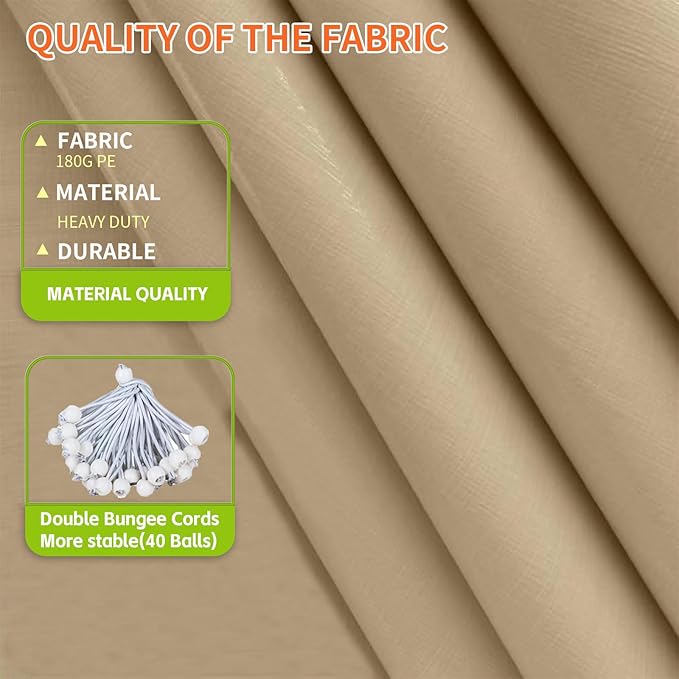 10' x 20' Carport Replacement Canopy Cover for Carport Frame Garage Top Tarp Shelter Tent Party Heavy Duty (Only Top Cover, Frame is not Included) (Beige, 10' x 20')
