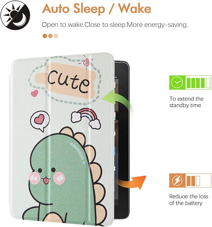Case for Kindle Fire 7 TabletDteck Full Protective Flip Adjustable Stand Auto Wake/Sleep Smart Cover with Pencil Holder for Kindle Fire 7 Tablet 9th/7th/5th Generation 2019/2017/2015 ReleaseKing Dog