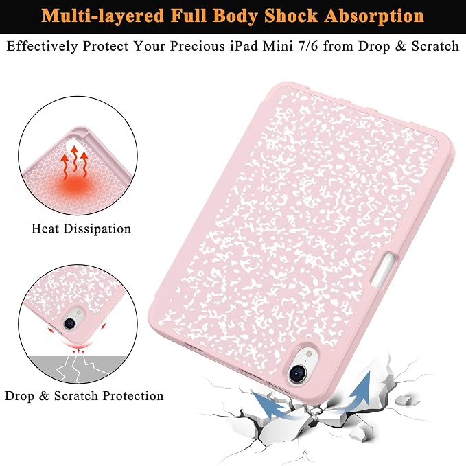 Soke Case for iPad mini (A17 Pro) 7th/ 6th Generation (Book Wine) | Built-in Apple Pencil Slot fit iPad Mini 2024 and 2021 8.3 inch Auto Sleep/Wake