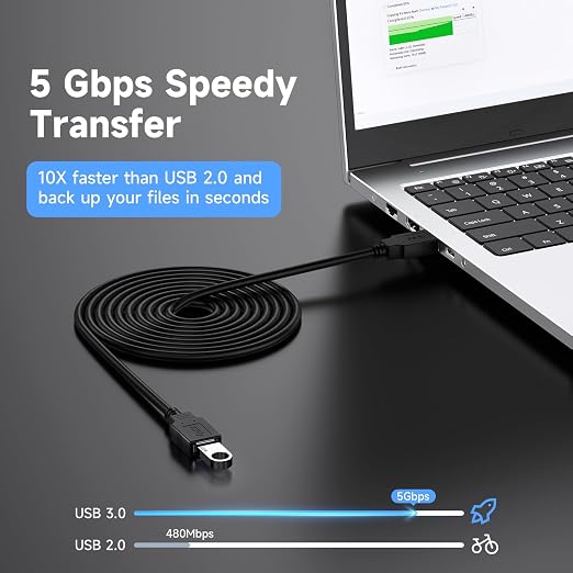 USB 3.0 Extension Cable 10 FT5Gbps High Speed Data Transfer Extra Long A Male to A Female Connector for PCComputers Printer External HDD &amp MoreBlack10FT