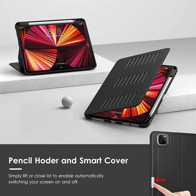 VIKESI Case for iPad Pro 11 inch (M5/M4) 2025/2024Multiple Angles Magnetic Stand CoverShockproof BackPencil Holderand Auto Sleep/WakeBlack