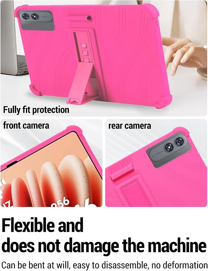 for TABWEE T60 Pro (13.4 Inch) Android 16 Tablet Protective case Shockproof Lightweight Silicone Protective Cover with Stand Child-Friendly Protection Easy to Clean Design Black.