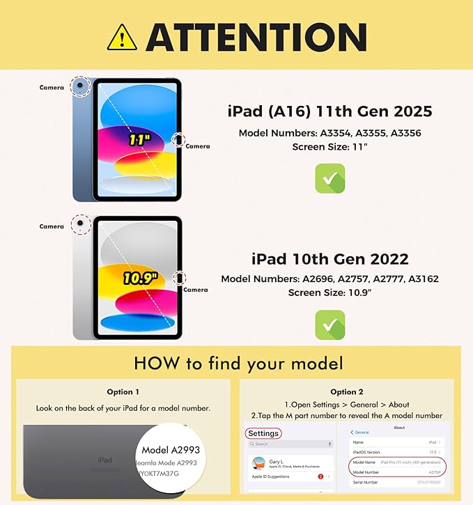 INFILAND Kids Case for iPad A16 11th Generation 11 Inch (2025) iPad 10th Generation 10.9 Inch (2022) Heavy Duty Rugged Shockproof Protective Cover with Dual-Support Folding Kickstand (Black)