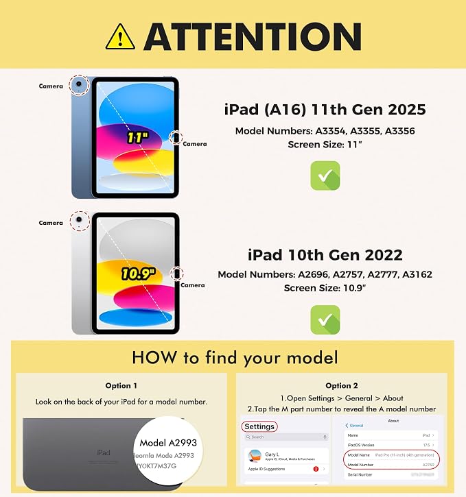 INFILAND Kids Case for iPad A16 11th Generation 11 Inch (2025) iPad 10th Generation 10.9 Inch (2022) Heavy Duty Rugged Shockproof Protective Cover with Dual-Support Folding Kickstand (Black)