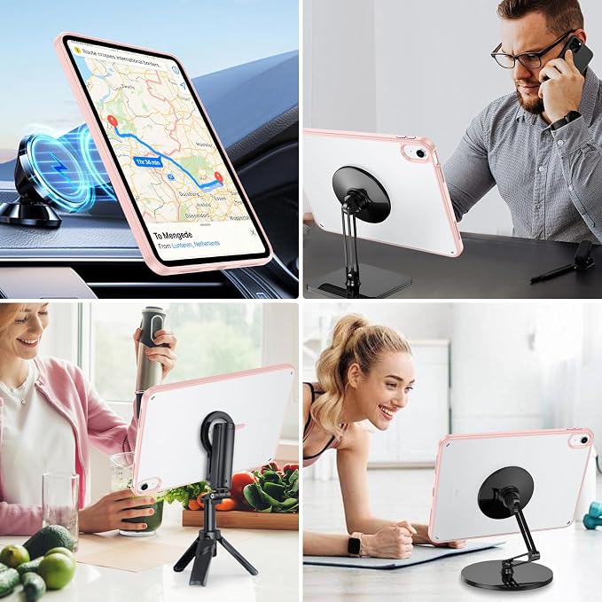 YINLAI Case for iPad (A16) 11th Generation 11 Inch (2025) iPad 10th Generation 10.9 Inch (2022) Magnetic [Compatible with Magsafe] Slim Translucent Matte Men Shockproof Protective Back Cover Black