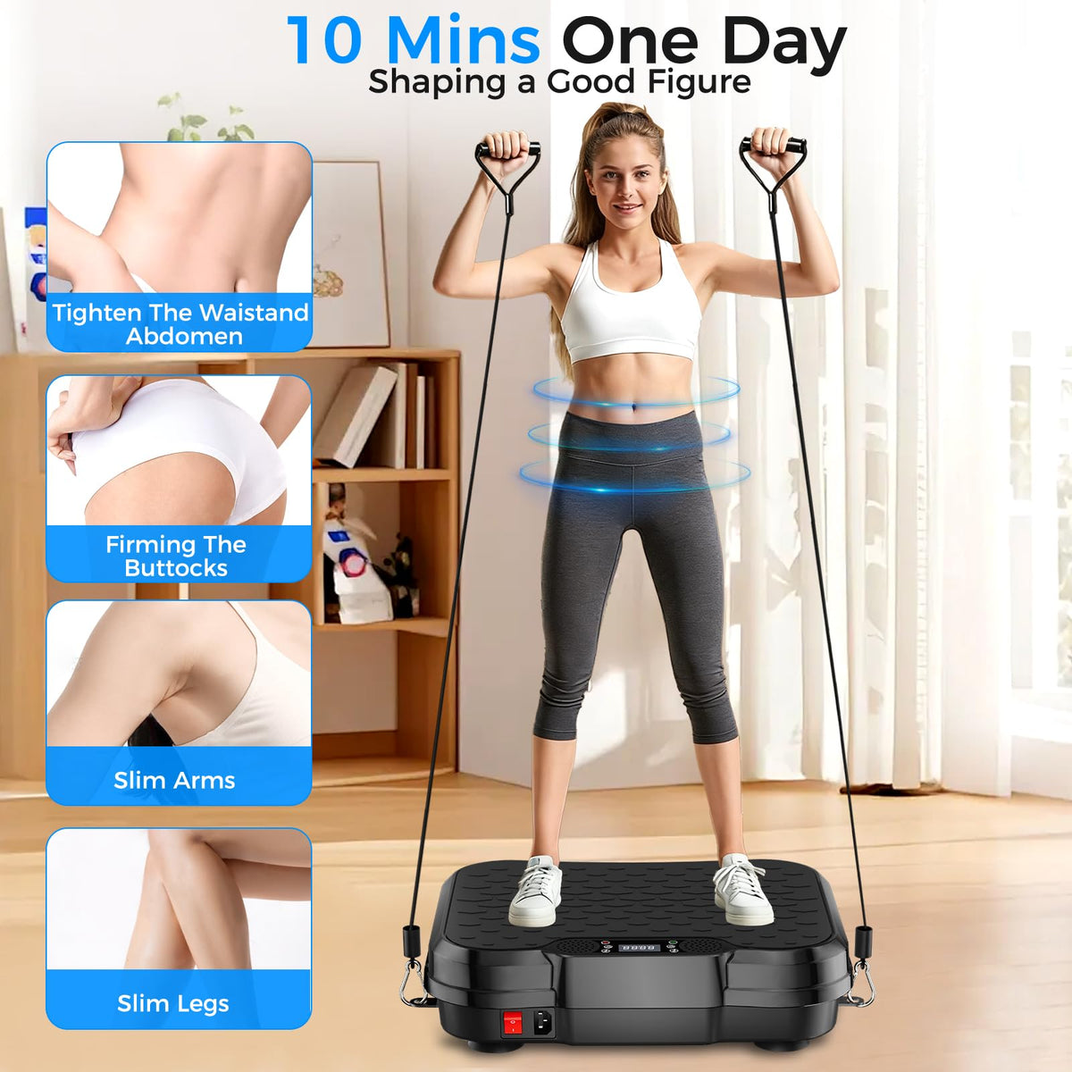 Vibration Plate Exercise Machine,Vibration Plate for Lymphatic Drainage Power Vibration Plate Machine Support 450 Lbs 250 Adjustable Speeds,Vibrating Plate Shake Plate Weight Loss