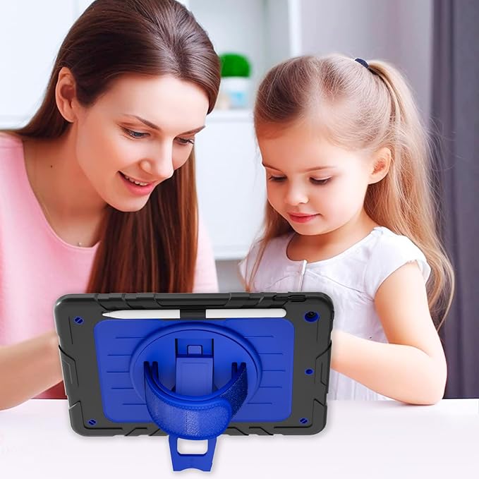 Case for iPad 9th/8th/7th Generation10.2 Shockproof 360 Rotating Stand Shoulder Hand Strap with Pencil Holder for iPad 10.2 inch 2021/2020/2019 Case (Black)