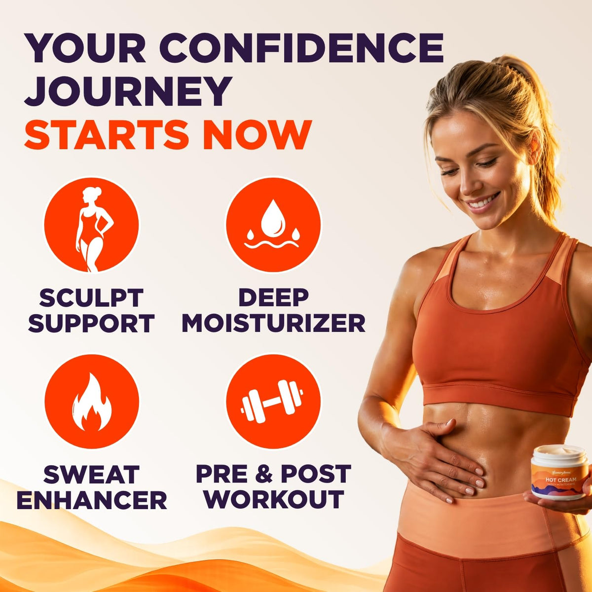 Hot Firming Lotion Sweat Enhancer - Skin Tightening Cream for Stomach Fat and Cellulite - Sweat Cream for Better Workout Results - Long Lasting Moisturizing Pre and Post Workout Massage Lotion