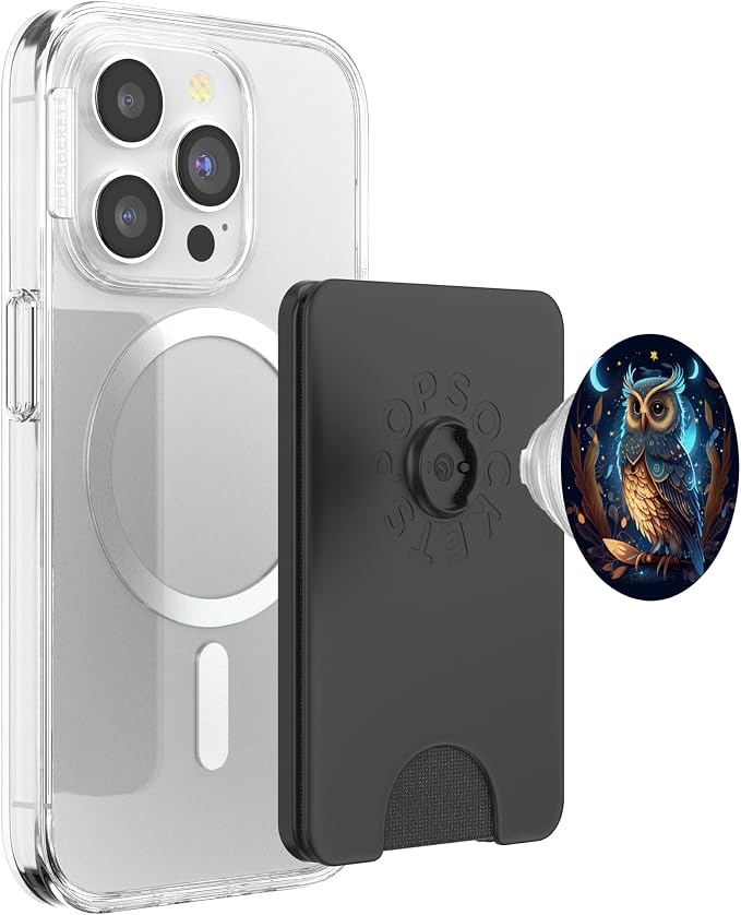 Cute Owl Celestial Elements Illustration PopSockets Adhesive PopGrip
