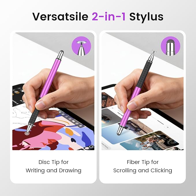 MEKO Stylus Pen for Touchscreen 2-in-1 Universal Stylus 6Pcs | MEKO 1st Gen Stylus Fiber &amp Disc Tips High Precision Work for iPad iPhone Android Tablets All Touch Screens-Black