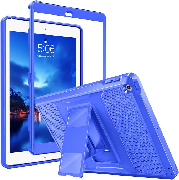 MoKo Shockproof Case Fit 2018/2017 iPad 9.7 6th/5th Generation Black | Heavy Duty Shockproof Full Body Rugged Hybrid Cover with Built-in Screen Protector for Apple iPad 9.7 Inch 2018/2017