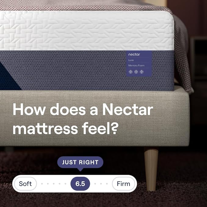 Nectar Luxe 14” Queen Mattress - Medium Firm - Contouring Memory Foam - Cooling Upgrade - 3” Pressure Relief Layer - Responsive Support - Mattress in a Box - 365-Night Trial & Forever Warranty