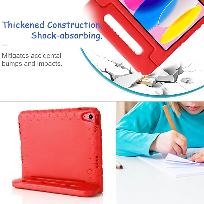 Kids Case for iPad Pro 11 M5/M4 &amp iPad Air 11 (2026/2025/2024) Shockproof Case with Pencil Holder Techcircle Light EVA Foam Handle Stand Bumper Protective Child Friendly Drop Proof Cover Black
