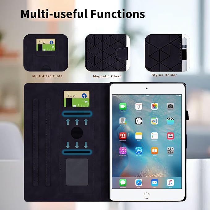 Case for iPad mini 5 2019/Mini 4 2015 (5th/4th Generation 7.9 inch) Multi-Angle Viewing PU Leather Folio Case with Magnetic Clasp for iPad mini 3/2/1 Auto Wake/Sleep Smart Tablet Cover Black