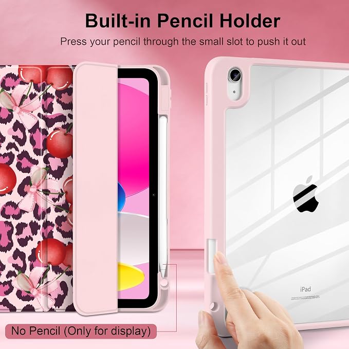 Case for iPad (A16) 11th Generation 11 inch 2025 /iPad 10th Gen 10.9 2022 - Aesthetic Cute Preppy Design Trifold Cover with Soft TPU Bumper Clear Back Auto Sleep/Wake Waves