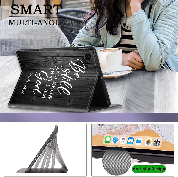 Case for Samsung Galaxy Tab A11 + Plus/A9 + Plus 11 Inch 2025/2023 Ultra-Thin Multi-Angle Protective Cover with Auto Sleep/Wake Black Cat and the Blue Flower