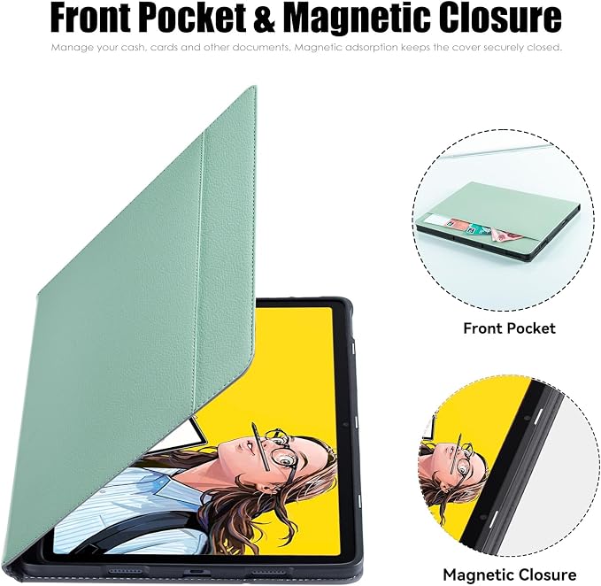 Stand Case for Wacom Movinkpad 11 Tablet Black | PU Leather Protective Coverwith Pen Holder &amp Pocket/Hand Strap Multiple-angles Viewing StandSoft TPU Back Shell