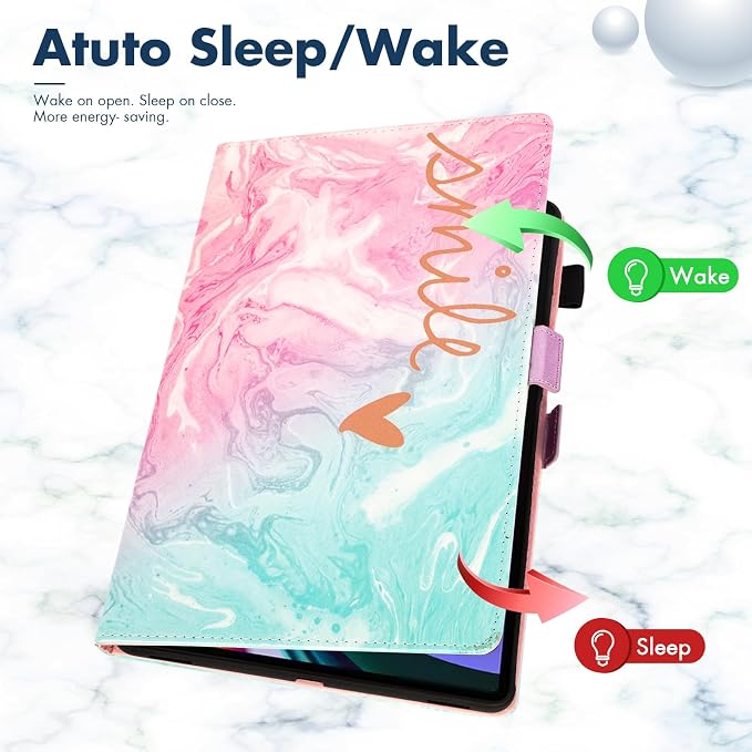 Dteck Wallet Case for Galaxy Tab S10+/S9+/S7 FE/S8+/S7 Plus 12.4 Tablet Premium PU Leather Folding Stand Auto Wake/Sleep Pen Holder Case with Hummingbirds
