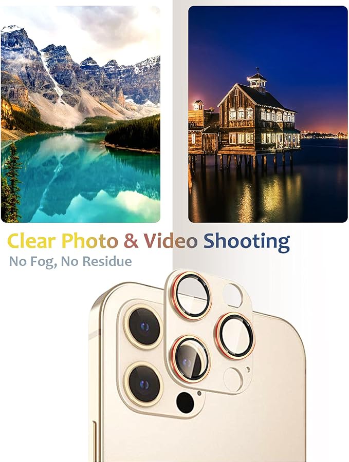 [2 Pack] Compatible for iPhone 13 Pro/iPhone 13 Pro Max Camera Lens Protector Metal Plus Tempered Glass Camera Cover Oneness Design Ultra Clear Anti-Explosion Black+Black