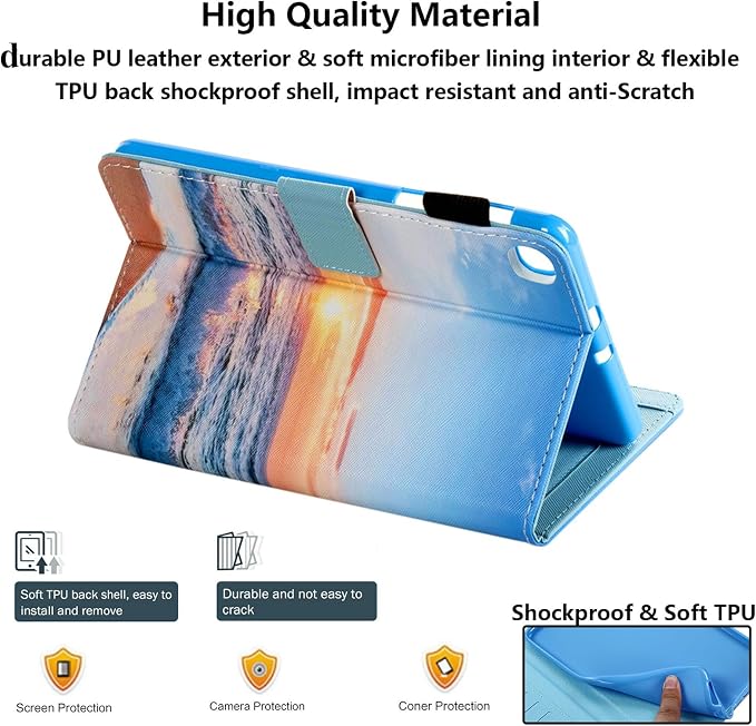 for Galaxy Tab A 8.4 Case 2020 Model (SM-T307/T307U) with Pencil Holder Pockets Multi-Angle Viewing Folio Stand PU Leather Shockproof TPU Cover for Samsung Tab A 8.4 T307 Black Rose Flower