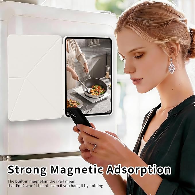 kenke Magnetic Case for iPad Air 11'' Air 10.9'' 5th/4th Gen Black | For iPad Air 11 M4 M3 M2 Air 10.9 (5th/4th 2022/2020) Multi-Folding Stand Cover Detachable Frame Back Auto Wake/Sleep