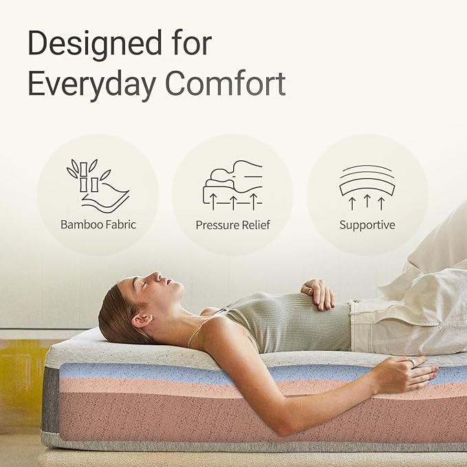 LIFEMENT, Essential 6 Inch Copper Infused Cooling Gel Memory Foam Mattress, Medium Firm, Fiberglass Free, Pressure Relief, Safe & Certified Foams & Cover, 10-Year Warranty, Mattress in a Box, Queen