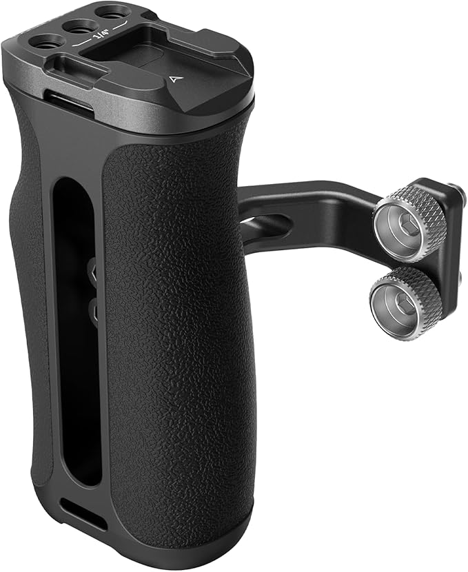SmallRig Mini Side Handle with 1/4" -20 Screws for Camera Cage, Up and Down Adjustable, for Left or Right Hand, Ergonomic Camera Handle with Built-in Cold Shoe and Threaded Hole - 4756