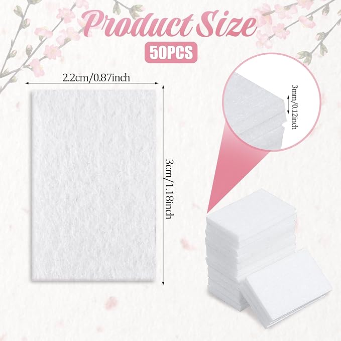 50 Pack Unscented Aroma Pads, 1.2x0.9" White Aroma Oil Refill Pads Aromatherapy