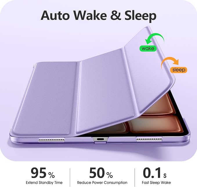 for iPad Air 13 Inch Case M4/M3/M2(2026/2025/2024) Lavender | Slim Trifold Stand Protective Cover with Translucent Hard Back for iPad Air 13 Case Support Touch ID Auto Wake/Sleep