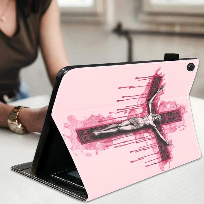 Case for Amazon Kindle Fire HD 10 Tablet 10.1 (9th/7th Generation 2019/2017 Release) Slim Folding Stand Folio Cover with Card Slot &amp Auto Wake/Sleep - African American Girl