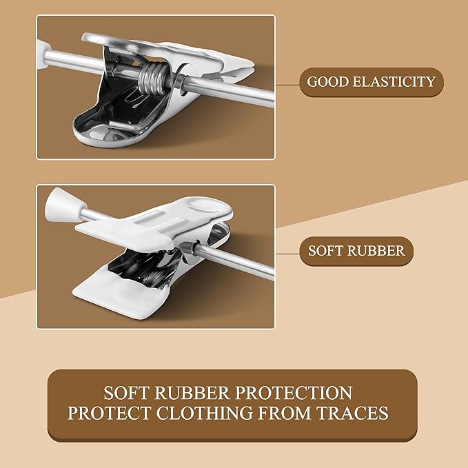 Pants Hangers with Clips for Women 20 Pack 16Inch Adjustable Heavy Duty Space Saving Skirt Hangers Non-Slip Trousers, Jeans Clothes,Shorts White