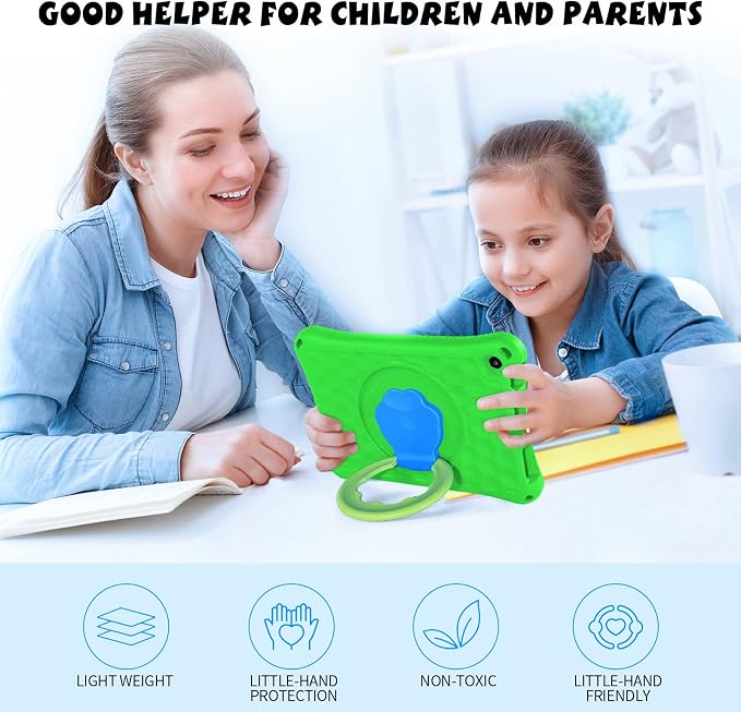 All-New Fire HD 10 Tablet Case for Kids(2023 Release)Incompatible with iPad SamsungLight Weight Shock Proof Handle Friendly 360 Rotating Grip Stand Kid-Proof Case (Green)
