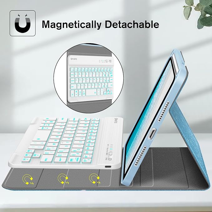 FINTIE Keyboard Case for iPad mini 7th Generation (A17 Pro) / mini 6 8.3 | Detachable Magnetic Bluetooth Keyboard Soft TPU Cover Multi-Angle Viewing Pencil Holder Backlight/Fantasy Ombre